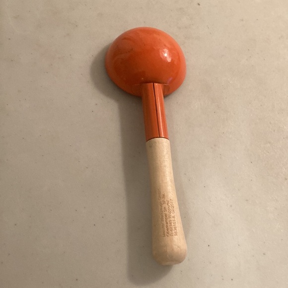 German made Orange Metal Ice Cream Scoop With Wood Handle - Picture 2 of 6